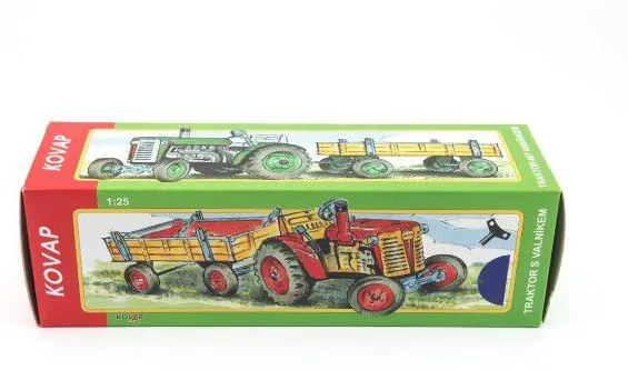 Tractor Zetor albastru pe o cheie metal 28cm Kovap in cutie