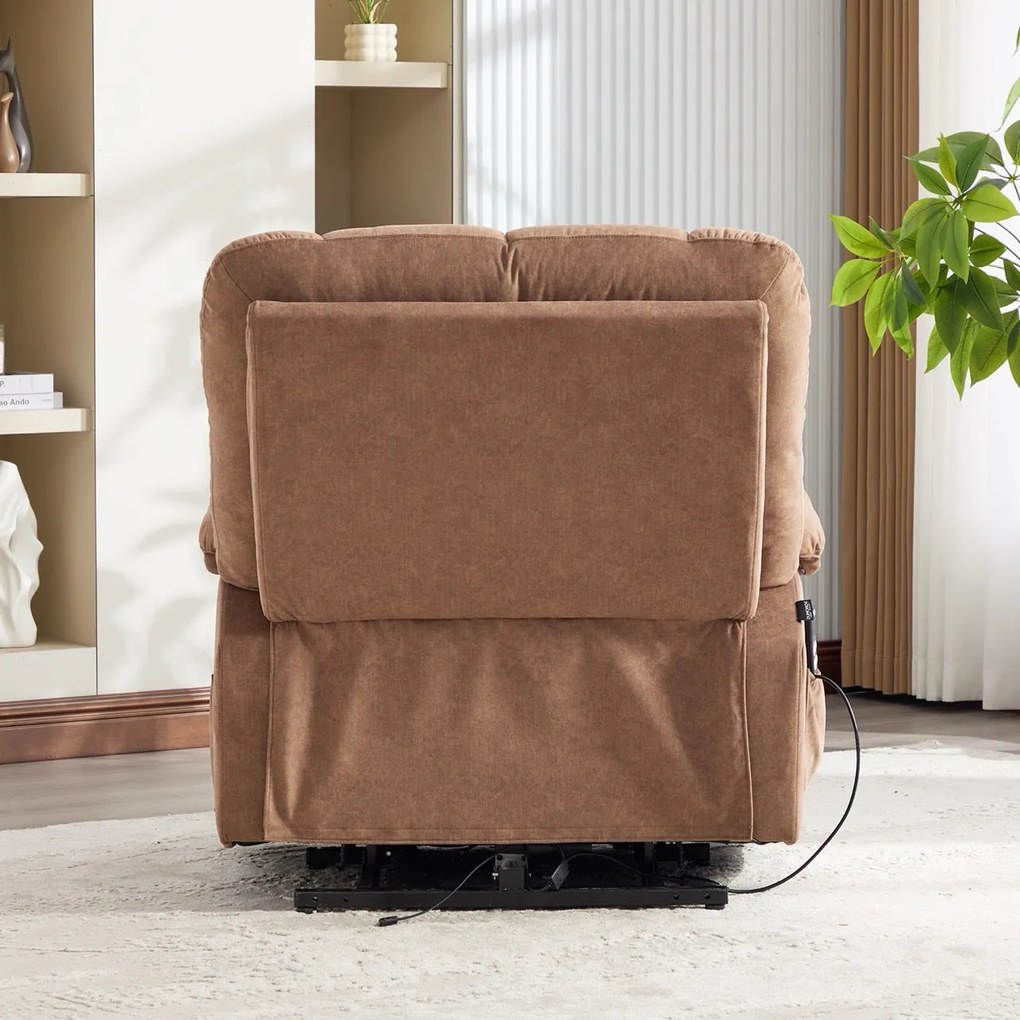 Fotoliu lift cu două motoare, cu încărcător USB și Type-C, masaj în 8 puncte și funcție de încălzire Calvera