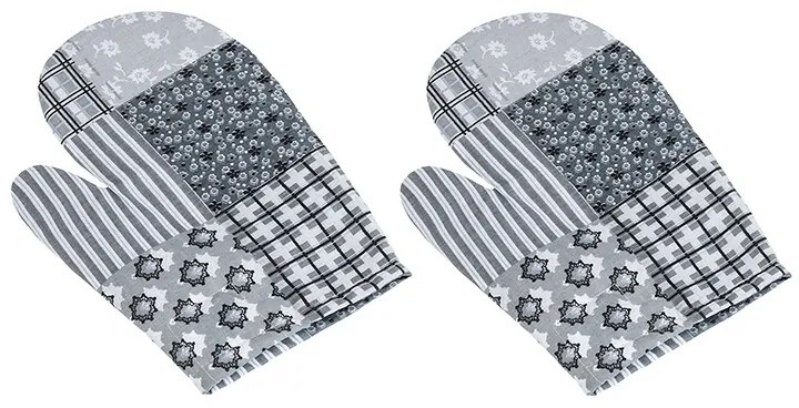 Mănușă de bucătărie Bellatex Patchwork gri, 28 x18 cm, 2 buc