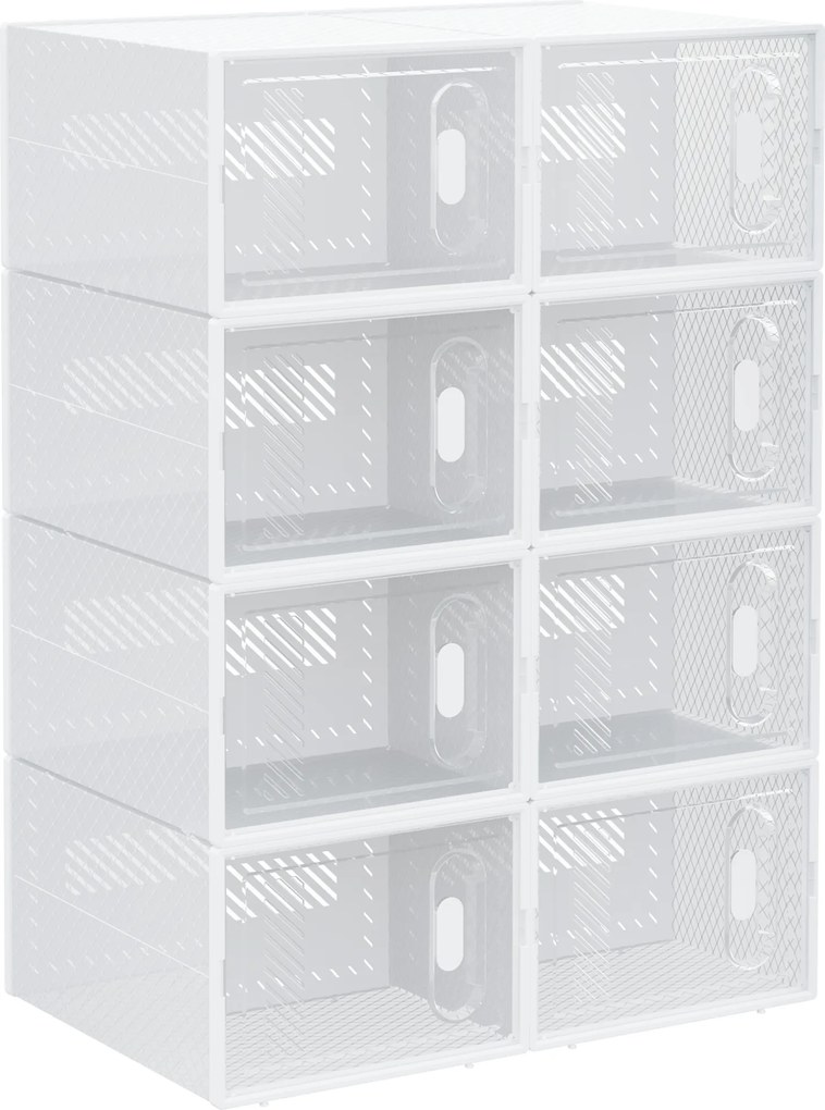 HOMCOM Pantofar Modular cu 8 Cuburi de Depozitare și Uși Magnetice, Cuburi din PP, 25x35x19 cm, Alb și Transparent | Aosom Romania