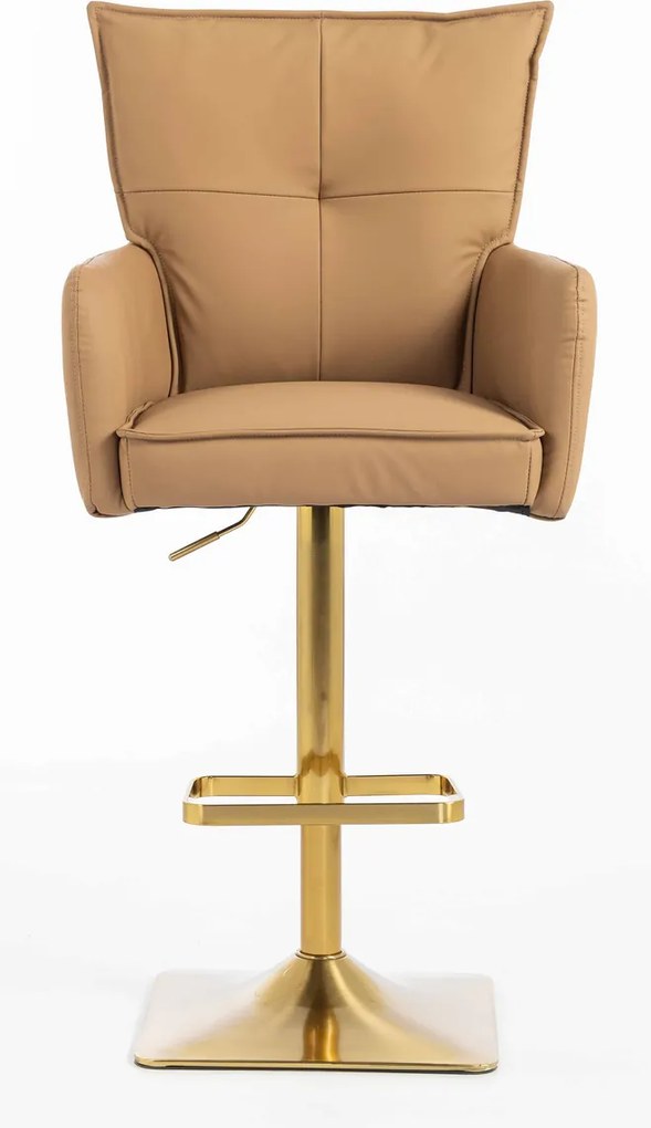 HR250KW Scaun Piele Ecologică Premium Soft Culoare Caramel Bază Aurie