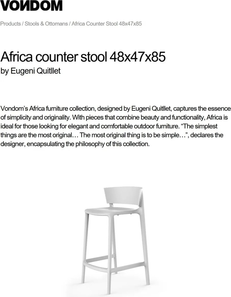 Set 4 Scaune de bar exterior / interior design modern premium AFRICA H-85cm 65030