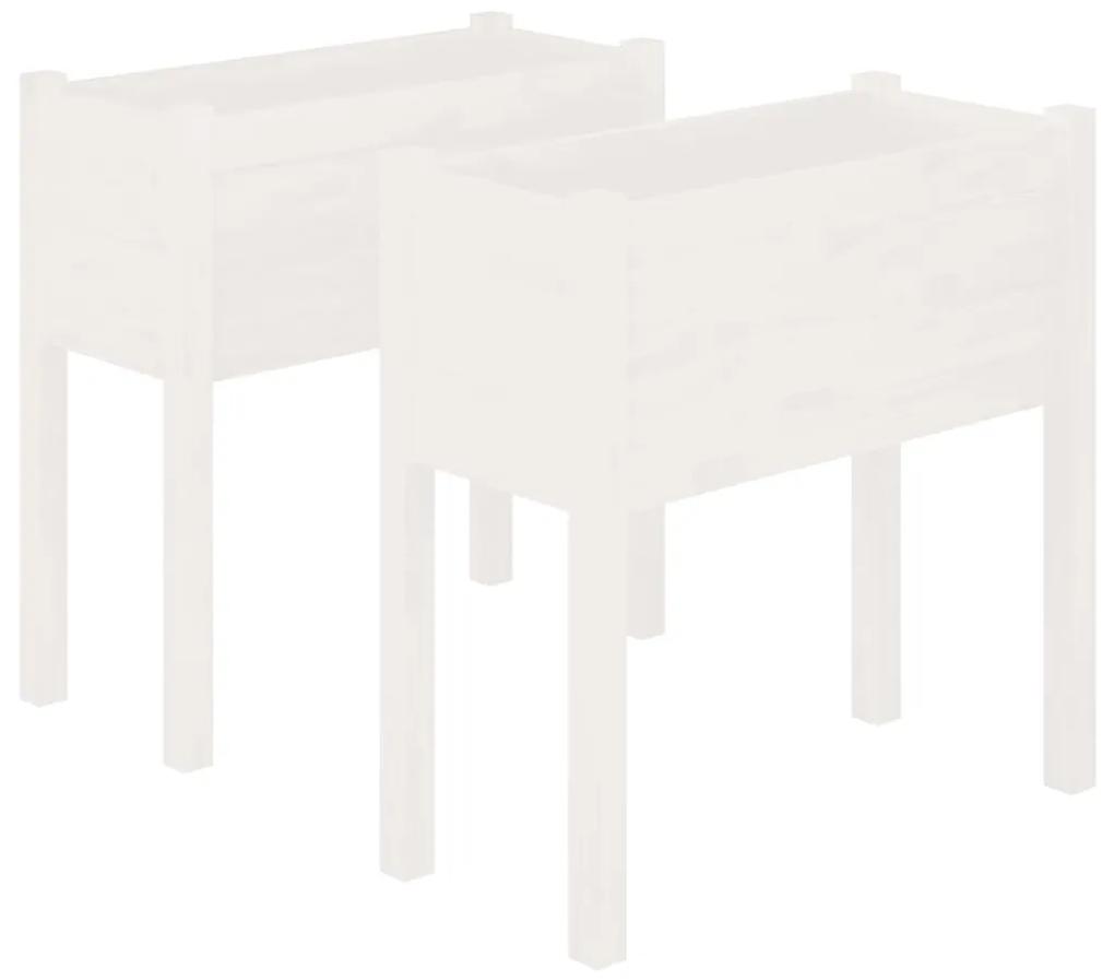 Jardiniere de gradina, 2 buc., alb, 70x31x70 cm, lemn masiv pin 2, Alb