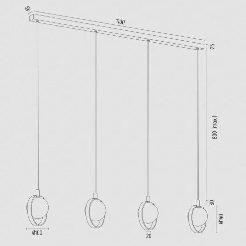 Lustra cu 4 pendule design modern Saturnia auriu