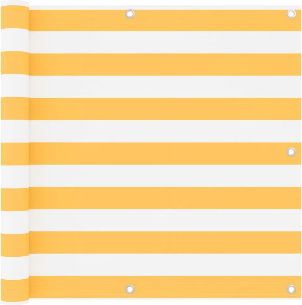 vidaXL Paravan de balcon, alb și galben, 90 x 600 cm, țesătură oxford