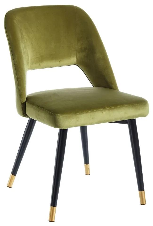 Scaun dining din catifea verde Chair Green Fabric-Metal | PRIMERA COLLECTION