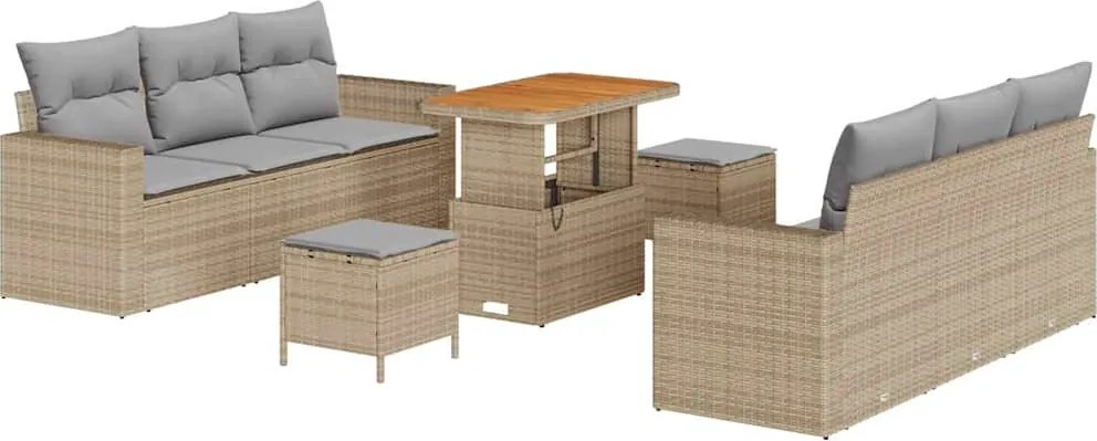 vidaXL Set de canapele pentru grădină 9 pcs Bej poliratan