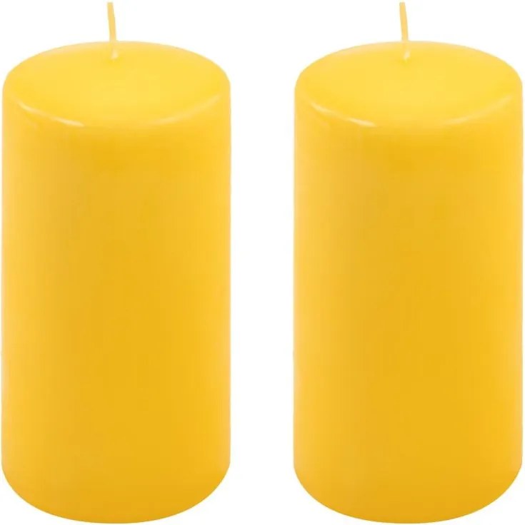 Set de lumânări stâlp, 15 cm, Ø 7,5 cm, galben, 2 buc