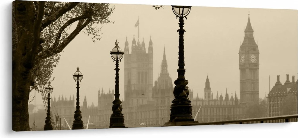 Tablou - Londra în ceață, Anglia (120x50 cm)