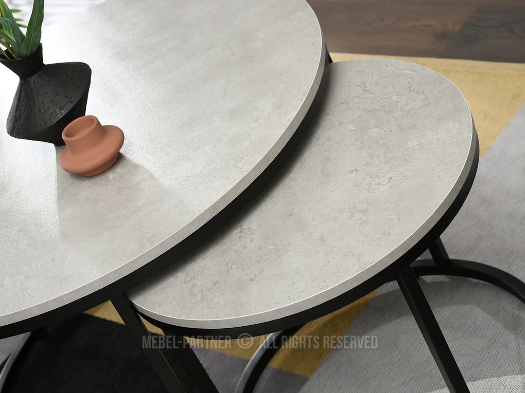 Măsuță de cafea Klara (beton + negru). 1111624