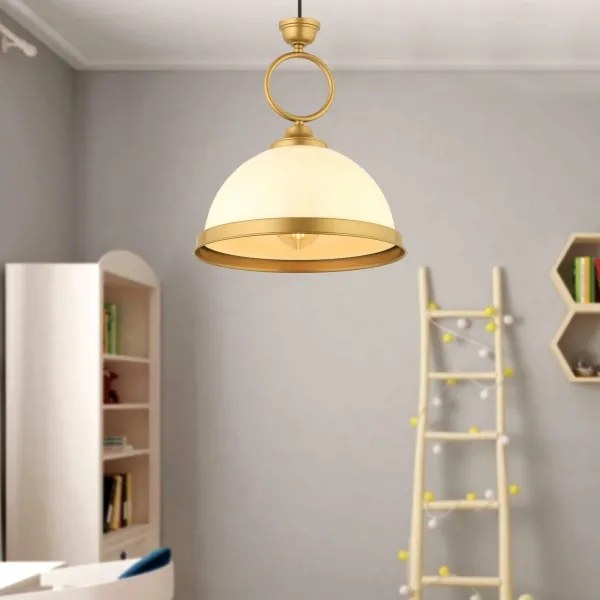 Lampă suspendată pe cablu MONZA 1xE27/40W/230V Ø 26 cm crem/bronz