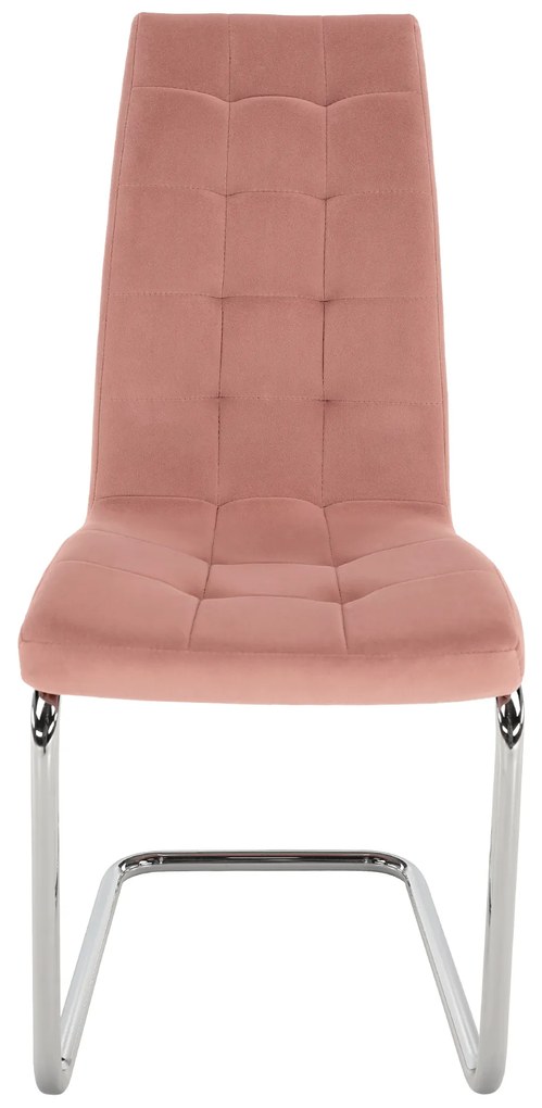 Scaun de masă, ţesătură de catifea roz / crom, SALOMA NEW