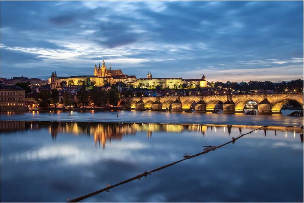 Tablou cu palatul din Praga și podul lui Carol (90x60 cm)