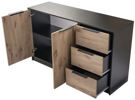 Comodă Pengasa 2D3S (Negru + Stejar viking) . 1103666