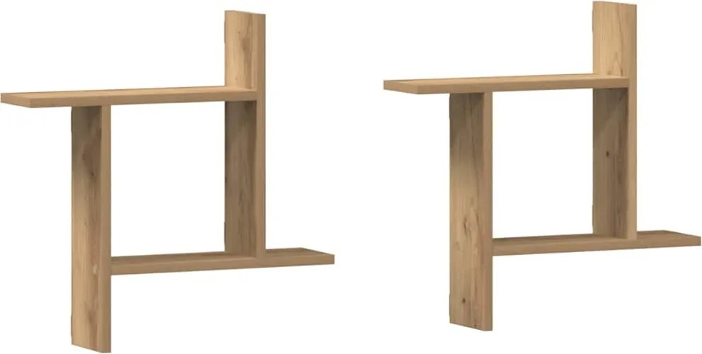 vidaXL Rafturi perete 2buc. stejar artizanal 50x12x50cm lemn prelucrat