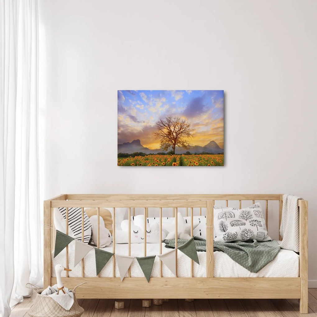 Tablou - Peisaj cu floarea soarelui (70x50 cm)