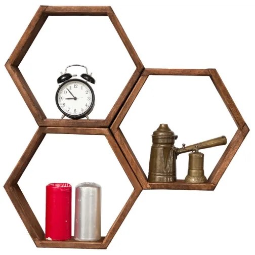 SET 3x etajeră de perete ELFO 38x58 cm maro