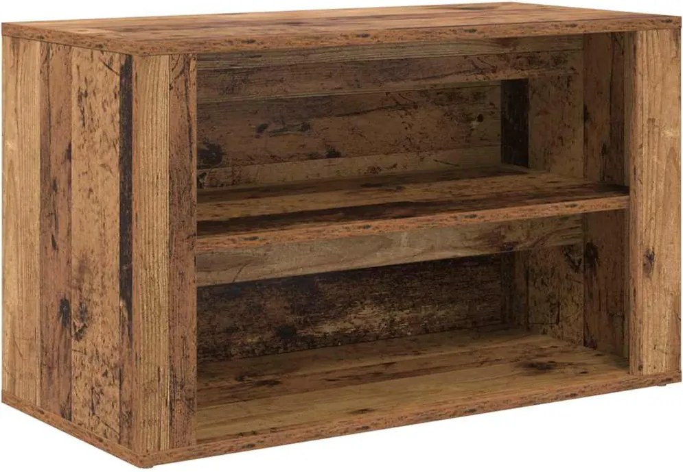 vidaXL Raft pentru încălțăminte cu raft Lemn vechi 75 x 35 x 45 cm