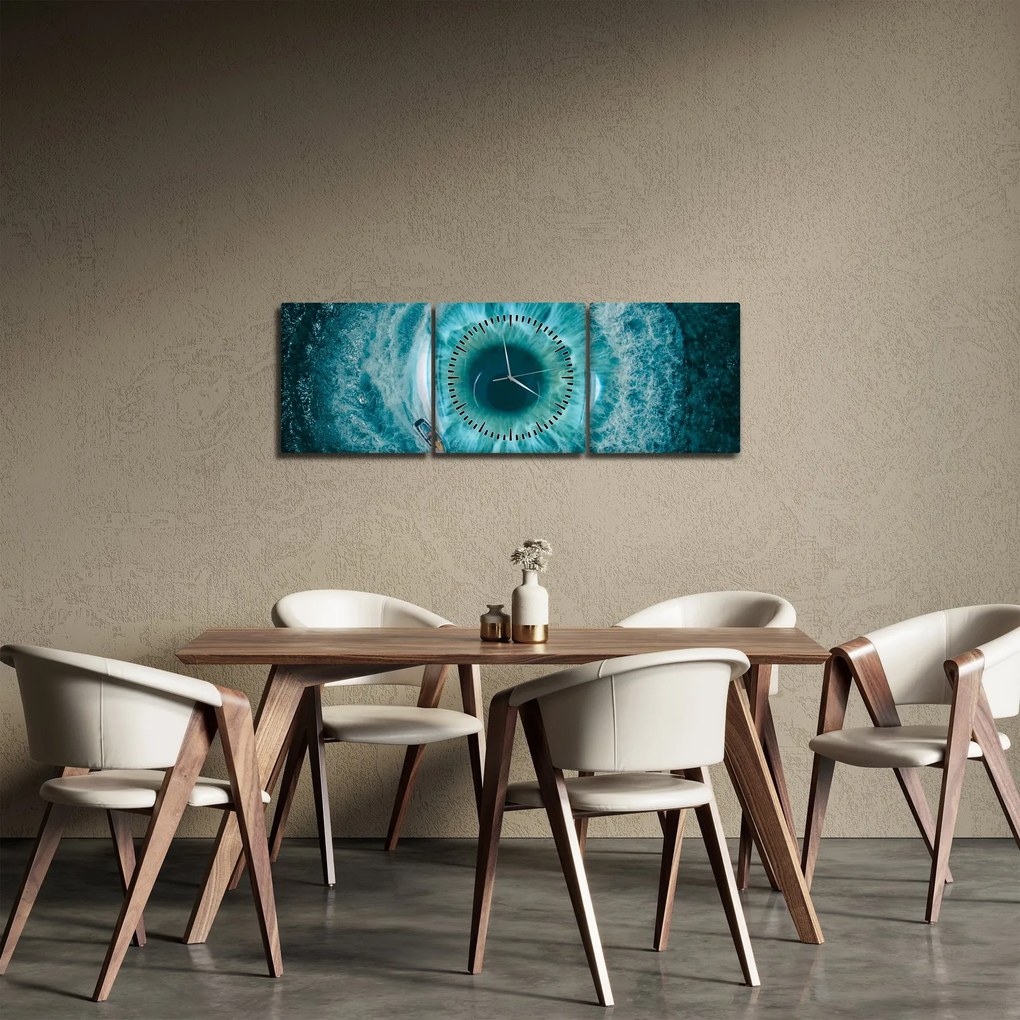 Tablou marea cu barca (cu ceas) (90x30 cm)