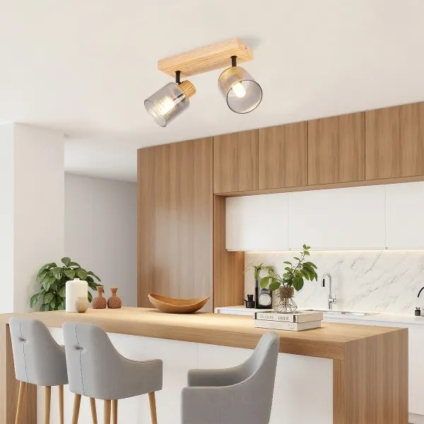 Brilagi - Spot HYGGE 2xE14/15W/230V lemn de cauciuc/fumuriu