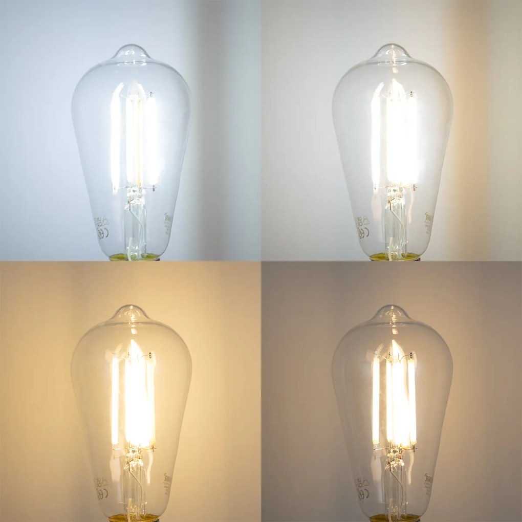 Bec LED E27 reglabil ST64 transparent 7W 806lm 2700-6500K