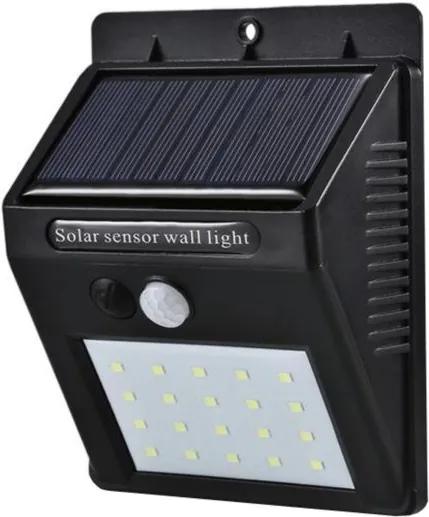 Lampa Solara de exterior cu incarcare solara, senzor de lumina si miscare, 20 LED-uri, 1200 mAh 3.7V