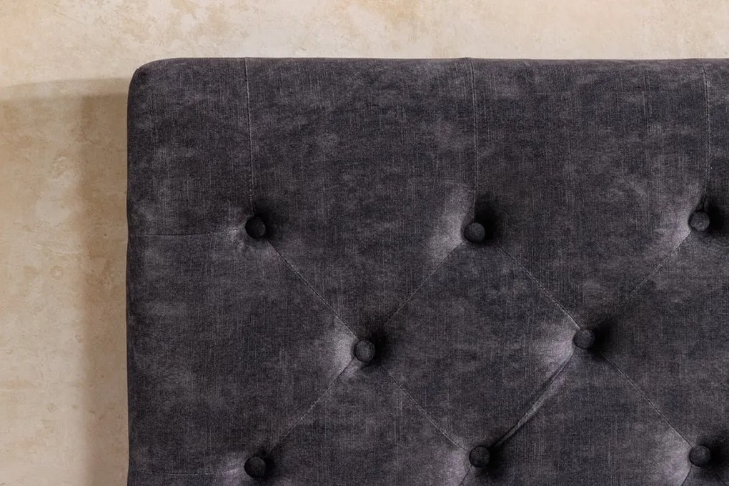 Pat PARIS 180x200cm catifea gri cu spatiu de depozitare