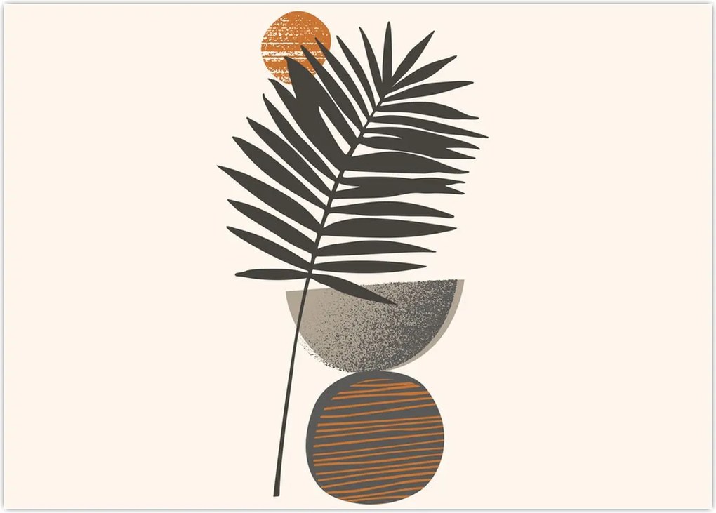 Tablou pe sticlă - Abstracție cu frunze de palmier (70x50 cm)