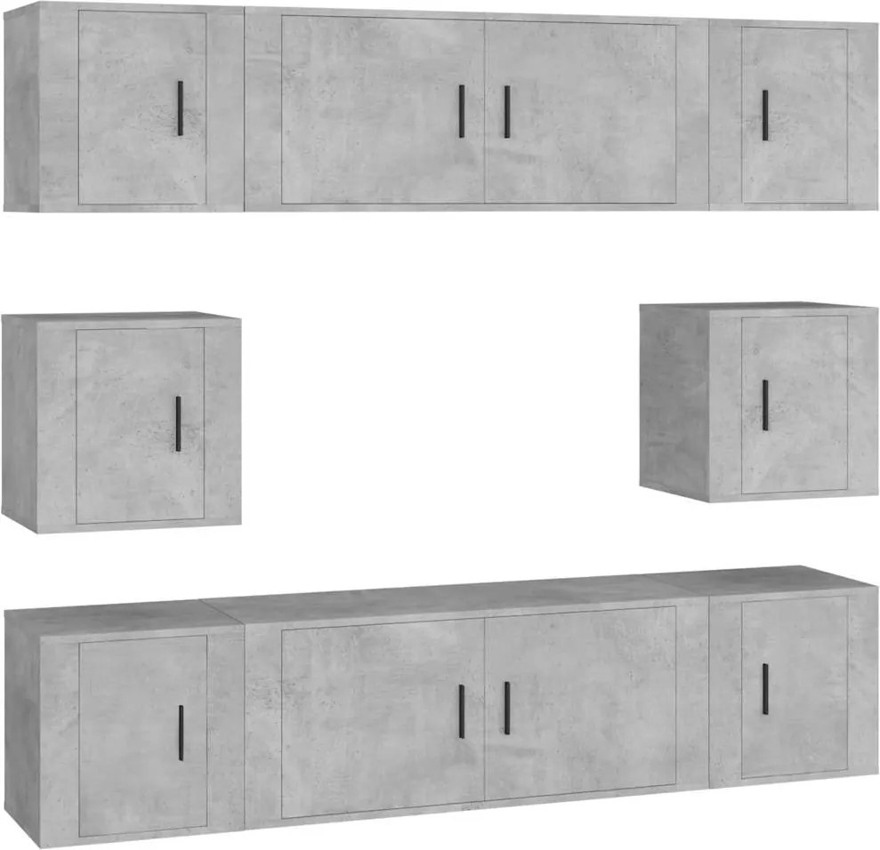 vidaXL Set dulap TV, 8 piese, gri beton, lemn prelucrat
