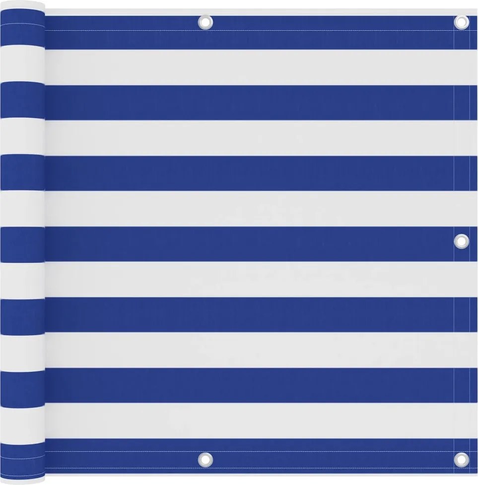 vidaXL Paravan de balcon, alb și albastru, 90x300 cm, țesătură oxford