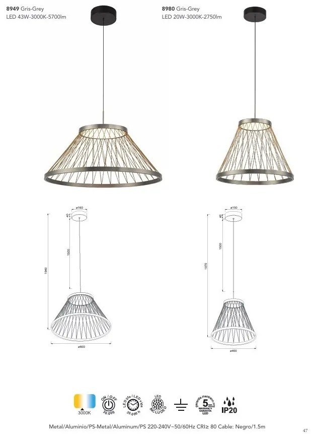 Lustra suspendata LED design modern SPIDER 40cm MA-8980