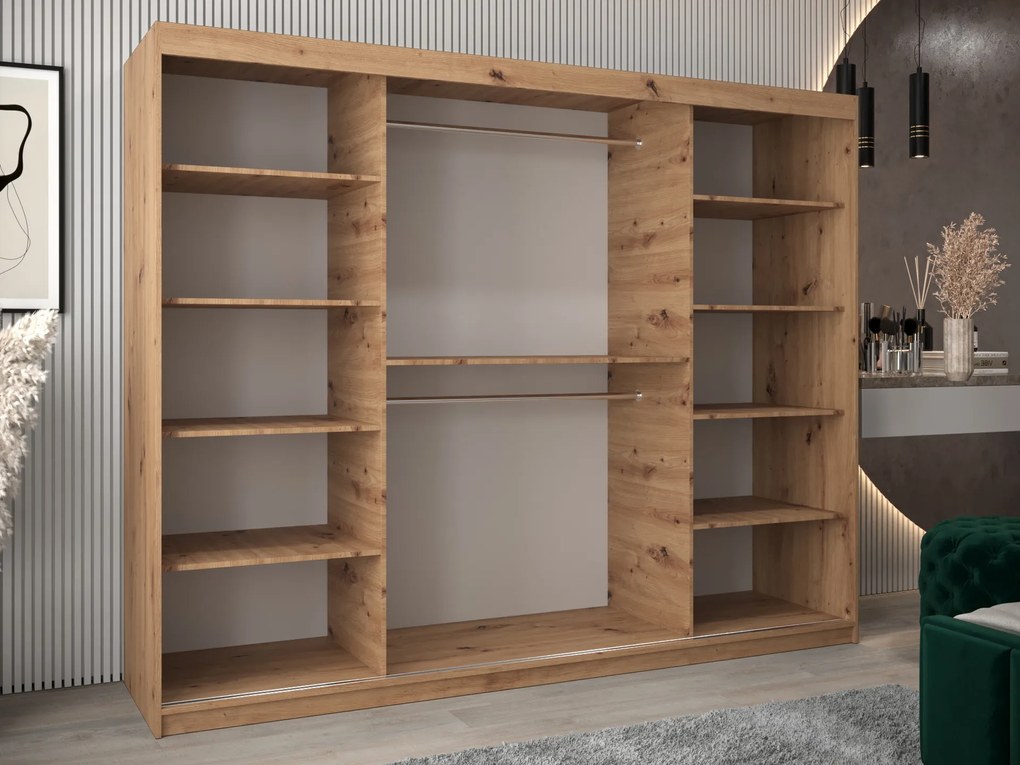 Dulap de haine 250 cm Eclipse (Stejar artisan + Alb mat). 1063449