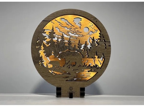 Li-Go 23595/DUB2 - Decorațiune de masă LED reglabilă, 12W, 230V, 20x22 cm, finisaj stejar