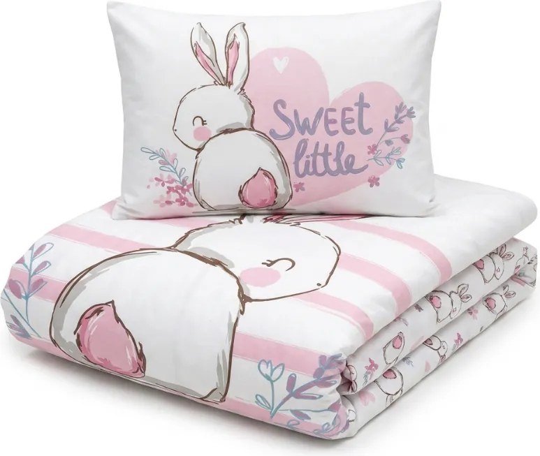 Lenjerie de pat din bumbac pentru patut BUNNY SWEET alb Dimensiune lenjerie de pat: 40 x 60 cm | 100 x 135 cm