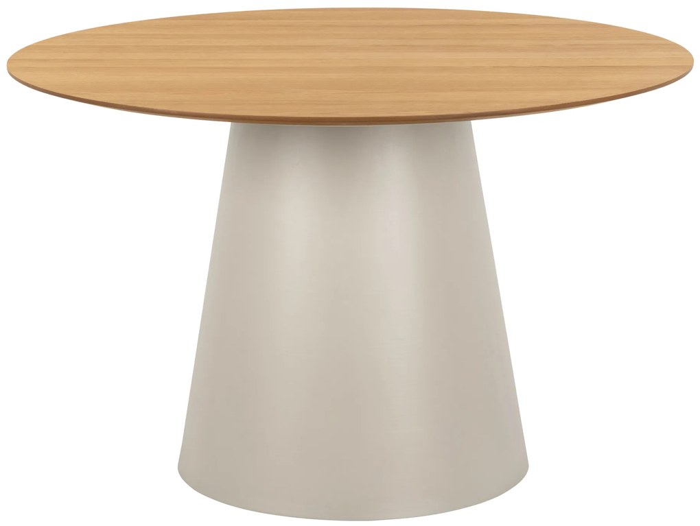 MAZZONI EXPORT BOSCO Stejar natural/picior bej (Cașmir) - MASĂ ROTUNDĂ 120 cm PENTRU BUCĂTĂRIE SUFRAGERIE SALON FURNIR