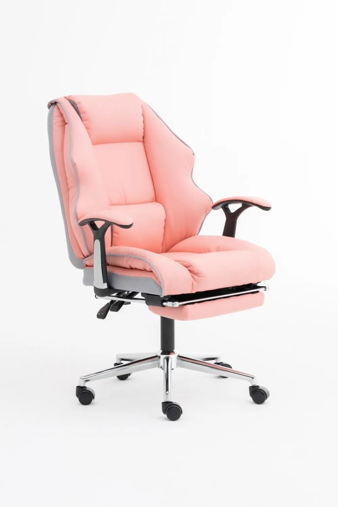 Scaun Directorial, Funcție Recliner, Suport Picioare, Piele PU, SIB OS 051, Roz