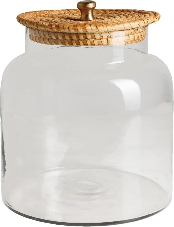 Borcan din sticla, cu capac din trestie de zahar, H24cm Provence