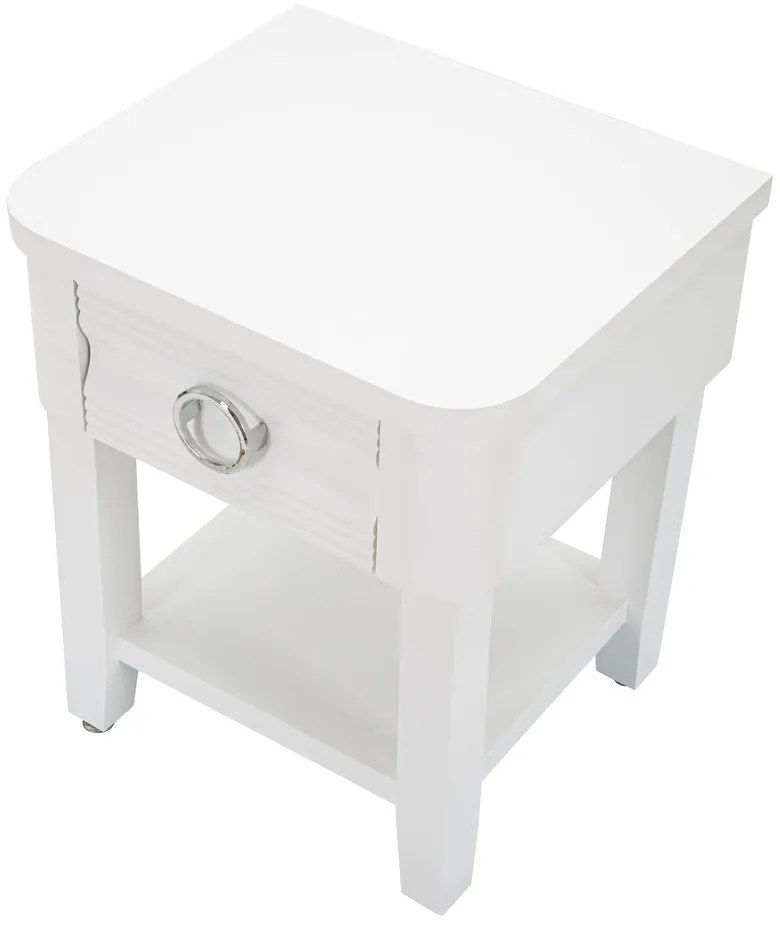 Noptieră albă din lemn masiv de brad Shine – Mauro Ferretti