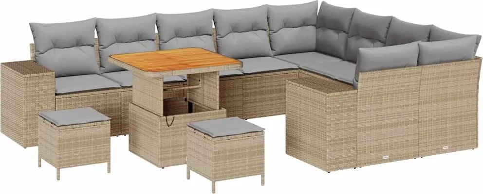 vidaXL Set de canapele pentru grădină 12 pcs Beige și gri deschis