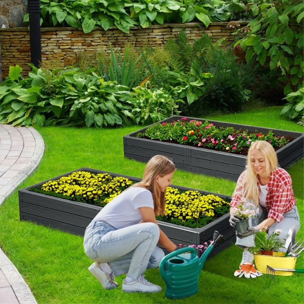 WOODY strat înălțat din plastic pentru grădină 149x75,6x25cm, antracit Prosperplast