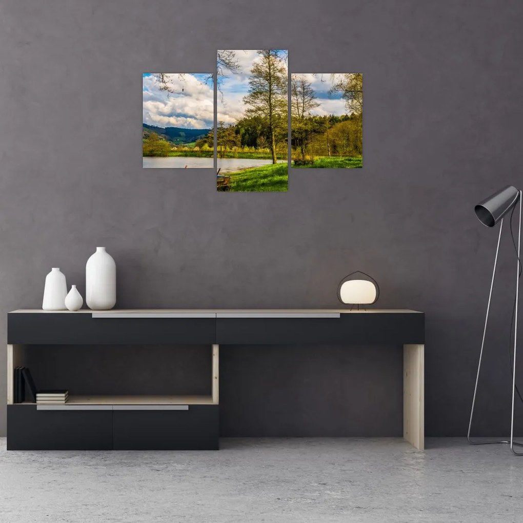 Tablou - Barcă pe lac (90x60 cm)