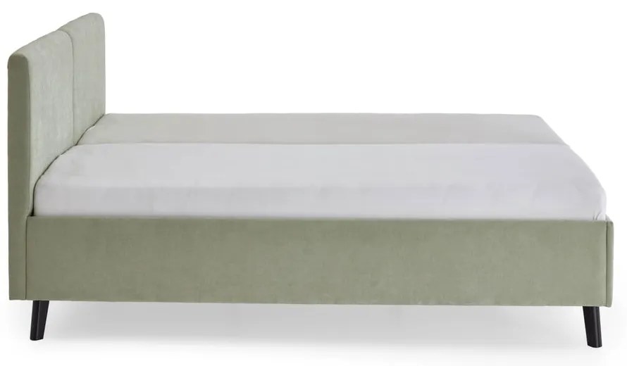 Pat matrimonial verde deschis tapițat cu somieră 160x200 cm Piano – Meise Möbel