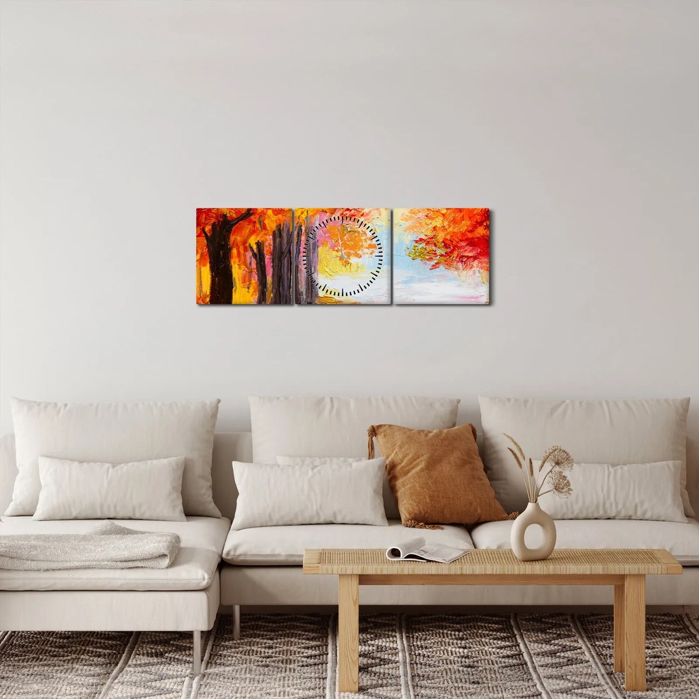 Tablou - Pictura, toamna colorată (cu ceas) (90x30 cm)