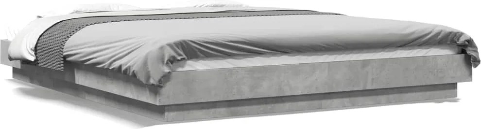 vidaXL Cadru de pat, gri beton, 160x200 cm, lemn prelucrat