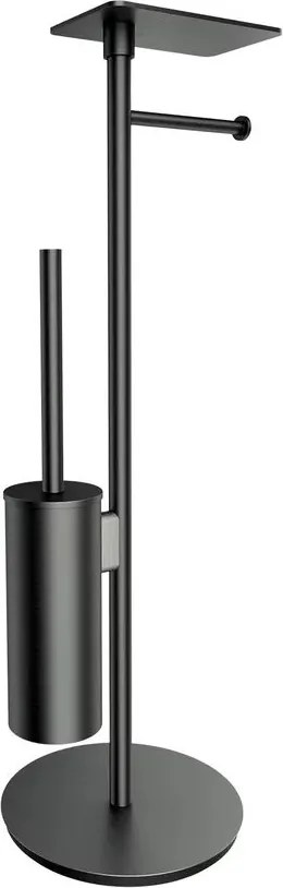 Suport hartie freestanding Omnires Modern Project cu spatiu pentru perie si raft finisaj grafit periat