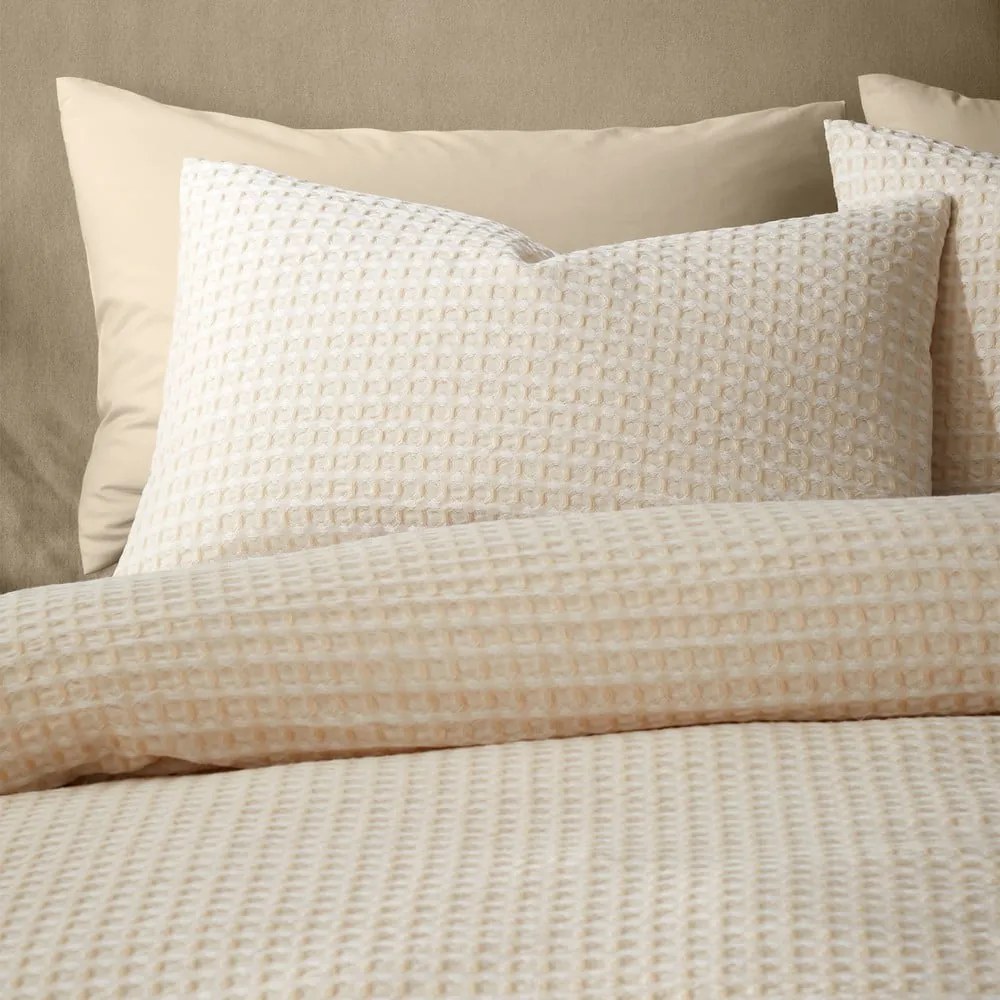 Lenjerie de pat bej pentru pat dublu 200x200 cm Muscat Waffle – Pineapple Elephant