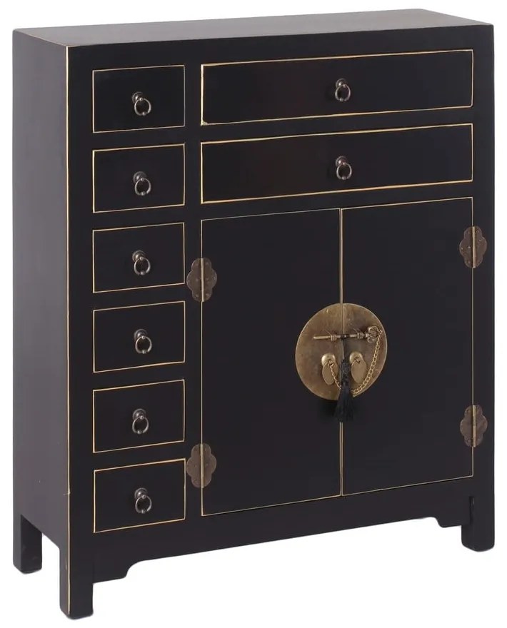 Comodă neagră înaltă 73x90 cm Oriente – Ixia