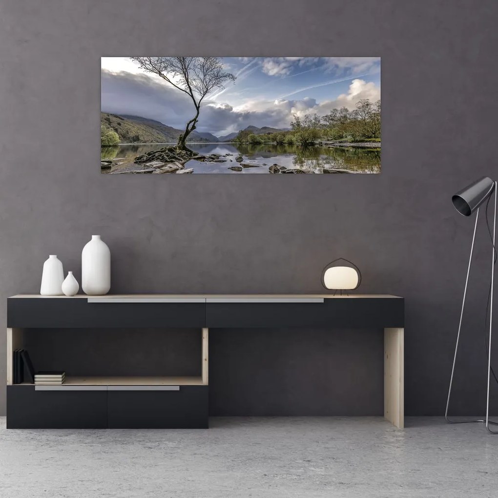 Tablou cu râu și copac (120x50 cm)