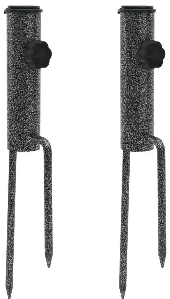 vidaXL Suporturi de umbrelă cu țăruși, 2 buc. 9x35 cm oțel galvanizat