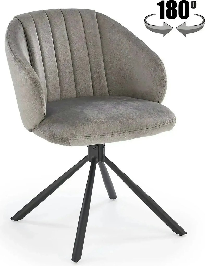 Scaun rotativ K533, gri/negru, stofa clasica/metal, 57x60x80 cm